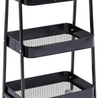 Carro de Cocina Metálico con Ruedas. Carrito Auxiliar Multiuso. 3 Cajones de Almacenamiento. Ideal para Frutas, Verduras, Cocina, Salón, Oficina