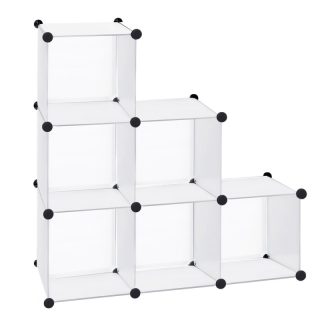 Armario Modular de Cubos, Compartimentos Blanco - Estantería Zapatero y Librería Plástica para Ahorrar Espacio