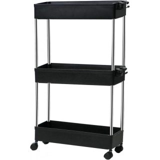 Carro de Cocina Estrecho Alto con Ruedas. Carrito Auxiliar Organizador verdulero. Almacenaje Vertical cajones de plástico.