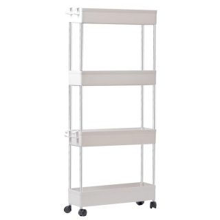 Carro de Cocina Estrecho Alto con Ruedas - Carrito Auxiliar Organizador Verdulero con Estantes y Cajones Plástico
