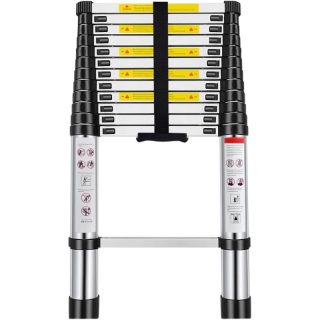 Escalera Telescópica 2, 2.6, 3.2, 4.1 y 5 Metros de Aluminio Extensible y Plegable | Compacta, Ligera, Portátil y Antideslizante | Ideal para Uso Doméstico, Profesional, Reformas, Jardín, Taller, Alturas