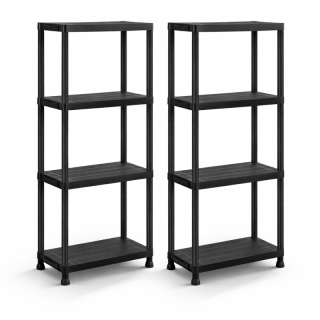 Pack 2 Estanterías de Plástico modulares 130x60x30 cm con 4 baldas Resistentes| Estantería Almacenaje Interior y Exterior Garaje o Trastero| Montaje sin Herramientas