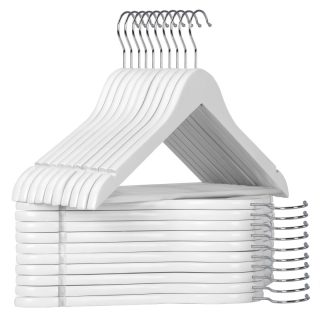 Juego de 20 Perchas de Madera Maciza con Ranuras y Barra Antideslizante para Pantalones - Perchas para Trajes y Camisas