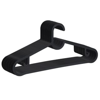 Pack de 20 Perchas de Plástico para Ropa Adulto - Perchas Resistentes Antideslizantes con Ranuras para Tirantes Negras