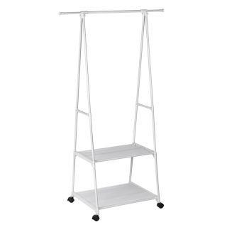 Perchero burro con barra extensible, estantería y zapatero | Organizador de ropa con ruedas y freno | Estructura metálica resistente y ligera