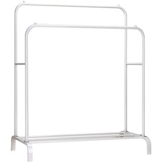 Perchero burro doble de metal con barras para colgar ropa y base inferior para zapatos o cajas | Estructura resistente