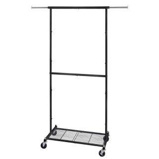 Perchero Burro Metálico con Ruedas y Barra Extensible | Burro de Ropa Ajustable con Estante Inferior para Zapatos | Colgador Portátil para Dormitorio, Lavandería, Vestidor u Oficina