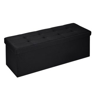 Puff Almacenaje Plegable T-LOVENDO - Banco Otomana Baúl Taburete Reposapiés Acolchado 300kg