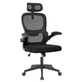 Silla de Oficina Ergonómica con Respaldo de Malla Transpirable y Reposacabezas Ajustable - Sillón Giratorio con Soporte Lumbar