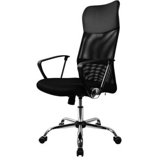 Silla de Oficina Ergonómica con Respaldo Alto de Malla Transpirable y Piel Sintética - Giratoria con Reposabrazos