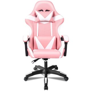 Silla Gaming Ergonómica Reclinable con Cojín Lumbar y Cervical - Altura Ajustable y Reposabrazos Acolchados