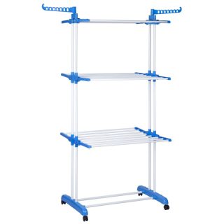 Tendedero Vertical Plegable De Alta Capacidad de Ropa - 4 Niveles con Barras de Acero Inoxidable con Dos Alas Laterales Amplio Espacio para Secar. Ruedas Incluidas.