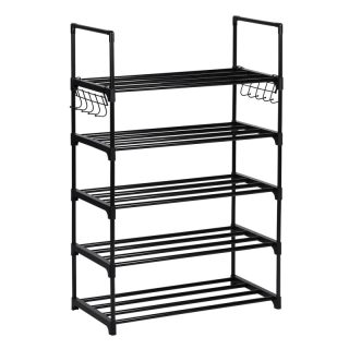 Zapatero Estrecho de 5 Niveles con Ganchos - Organizador de Zapatos y Botas para Recibidor 89x31x59 cm