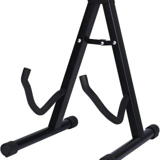 Soporte de suelo para guitarra plegable | Base tipo A con estructura metálica, acolchado protector y patas antideslizantes | Compatible con guitarras acústicas, eléctricas, clásicas y bajos