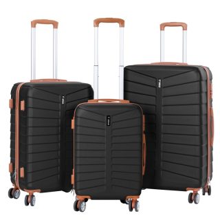 Juego de 3 Maletas Rígidas ABS con 4 Ruedas 360° - Set Trolley Cabina, Mediana y Grande para Viaje