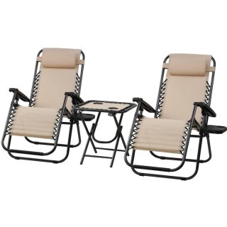 Pack 2 Tumbonas Plegables Reclinables con Mesita Plegable - Sillas de Exterior para Jardín, Playa, Piscina y Terraza